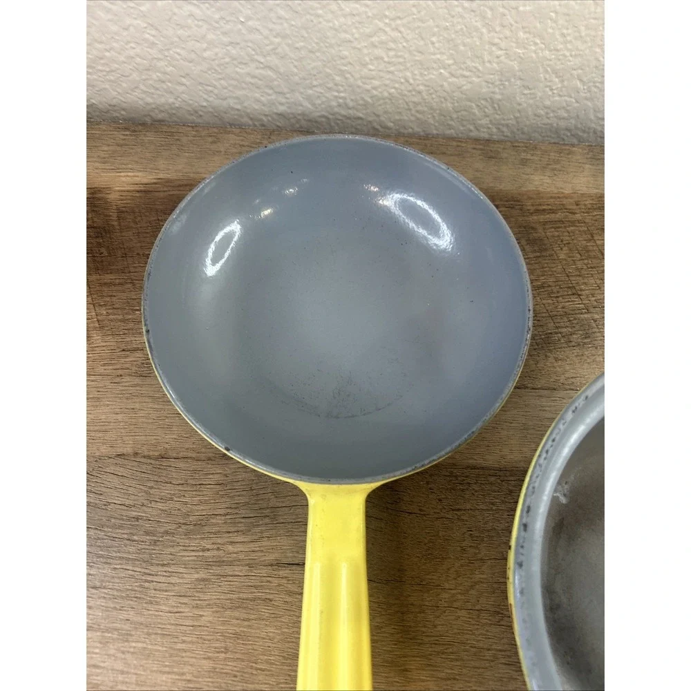 Descoware Yellow Enamel Cast Iron Saucepan Skillet Set Made in Belgium Vintage